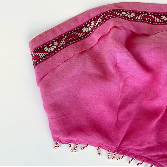 Le Chateu Tie-up Beaded Bandeau Crop Top - Picture 3 of 17